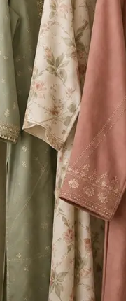 Close-up of floral cream and dusty rose fabric detail